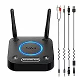 1Mii B06TX Émetteur Audio Bluetooth 5.2 pour TV, Transmetteur Adaptateur Bluetooth pour 2 Casques, aptX Faible Latence et HD, Longue Portée, Contrôle du Volume, AUX RCA Optique Coaxiale [Upgraded]