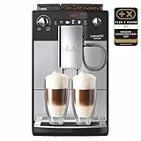 Melitta Latticia One Touch Argent, Machine à Café à Grain avec Broyeur, Silencieuse, Système Latte Perfection, Mode 1 à 2 Tasses, Automatique, F300-101, 1450W