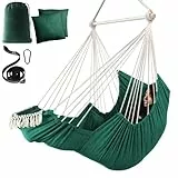 Chihee Sièges Suspendus Chaise Hamac Balançoire Suspendue Coussins de Repose-Pieds Sangle de Suspension Mousqueton Inclus,Barre d'écartement en métal Repliable Coton Doux tissé Poche latérale