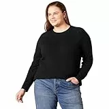 Amazon Essentials Pull à Col Rond à Manches Longues, Coupe Classique, Doux au Toucher Femme, Noir, M