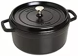 STAUB Cocotte en Fonte Émaillée avec Couvercle, Tous feux dont induction, 4 à 5 personnes, Ronde, 26 cm, 5 L, 6 kg, Noir Mat