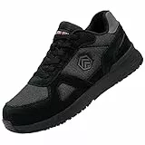 LARNMERN PRO Chaussures de Sécurité Hommes Embout Acier Protection Antidérapante Léger Respirante Basket de Travail Noir Taille 41EU