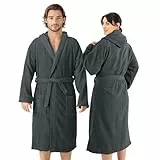 HOMELEVEL Peignoir de Bain Femme Homme - Sortie de Bain Femme Eponge en 100% Coton Tailles M-6XL - Peignoir avec Capuche Poches Latérales et Ceinture aussi en Grande Taille