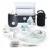 Tommee Tippee Set d'alimentation complet avec stérilisateur à vapeur électrique avec sac isotherme pour biberons, biberons et chauffe-biberons Easiwarm Noir