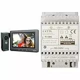 Eura VDP-45A3 Alpha Interphone vidéo 4 Fils avec écran Couleur 7' Noir & Alimentation modulaire pour visiophones filaires EXTEL alimentés en 12V