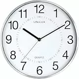 Unilux Aria Horloge Murale 30.5cm Systeme Quartz avec Double Affichage Métal Gris