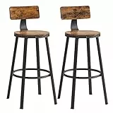 VASAGLE Tabouret Bar Industriel, Lot de 2, Chaises Bar Cuisine, avec Dossier, Cadre en Acier, Siège 73,5 cm de Haut, Montage Facile, Style Industriel, Marron Rustique et Noir d'encre LBC026B01V1