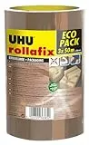 UHU Rollafix - Rubans adhésif d'emballage brun, lot 3 rubans 50m x 50mm