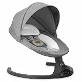 MoMi KENANI Transat balancelle jusqu’à 9 kg, pliable, télécommande et Bluetooth pour smartphone, alimentation piles et secteur, harnais de sécurité 5 points, pare-soleil, moustiquaire