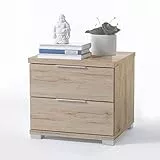 Stella Trading Table De Chevet Universelle, Aspect Chêne Clair San Remo, Table De Nuit Moderne avec 2 Tiroirs pour Votre Lit, 46 x 43 x 42 cm (L/H/P)