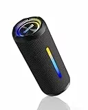 OHAYO Enceinte Bluetooth avec lumière LED, boîte Bluetooth portable, avec double pilotes de 25 W, batterie 24 h, amplification des basses, étanche IPX7, haut-parleur d'extérieur pour la randonnée, les