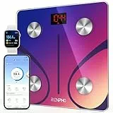 RENPHO Balance Pese Personne, Balance Connectée Bluetooth Pèse Personne Impédancemètre, Balance Impedancemetre avec 13 Données Corporelles (BMI/Graisse Corporelle/Masse Osseuse/BMR/Eau), Rouge, Elis 1