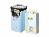 Bestron machine a pop corn, popcorn machine avec technologie d'air chaud, inclut 10 sacs à popcorn & une tasse à mesurer intégrée, Collection Sweet Dreams, Couleur: Bleu