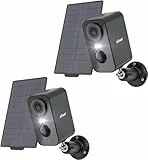 ieGeek 2K Caméra Surveillance WiFi Exterieure sans Fil Solaire, Vision Nocturne Couleur, AI Détection Mouvement, Audio Bidirectionnel, Alexa/IP65 (Noir-2pcs)