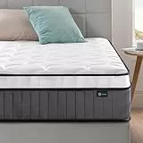 Zinus Matelas 140 x 190 cm - Épaisseur 25cm - Matelas à Ressorts ensachés et Mousse à mémoire de Forme - Matelas Hybride, Blanc