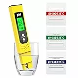 Shiptree pH Mètre Haute Précision (± 0,01), Testeur pH pour Piscine avec Écran LED-Rétroéclairé Bleu et Compensation Automatique de la Température,pour Eau Potable/Piscine Analyse de l'Eau (Jaune)