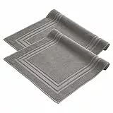 Komfortec Lot de 2 Tapis de Bain, en Tissu éponge, lavables, 600 g/m² et 100% Coton Absorbant et à séchage Rapide, Gris Anthracite, 50 x 70 cm