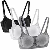 Anntry Soutiens-Gorge de Sport en Coton pour Adolescentes avec Sangle Amovible réglable et Soutien-Gorge d'entraînement sans Fil Lot de 3