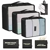 AiQInu Rangement Valise Lot de 7 Imperméable Organisateur de Voyage Packing Cubes Organiseur, sac à chaussures,Bagage Sacs