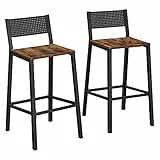 VASAGLE Tabourets de Bar, Lot de 2 Chaises Hautes, SiÈges Cuisine, Salle À Manger, Bureau, Style Industriel, Marron Rustique et Noir LBC070B01