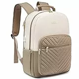 LOVEVOOK Sac a Dos Femme, Sac à Dos Ordinateur Portable 17 Pouces Femme, Sac à Dos Voyage Sac Ados Ordi Feminin Sac A Dos pc Backpack Pour Collège Affaire Travail, Beige Kaki