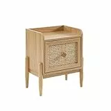 BAÏTA Table de Chevet Enfant Pablo Effet chêne et cannage rotin