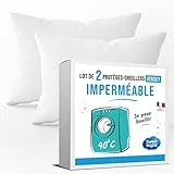 SWEET NIGHT - Lot de 2 Protège Oreillers 60x60 cm | Set de 2 | Imperméable et Micro Respirant | Souple et Silencieux | Lavable à 90°C | Zip de Fermeture