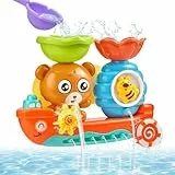 Comioke Jouet de Bain 1 2 3 4 Ans, Jouet de Bain pour Bebe, Jeu de Piscine Baignoire avec Ventouses, Jeux Montessori Bébé pour Garçons et Filles, Ours et Abeille