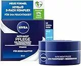 NIVEA Bon soin de nuit 24 h hydratant + régénération (50 ml), soin de nuit léger pour une hydratation intense, crème de nuit avec vitamine E, provitamine B5 et extrait de nénuphar