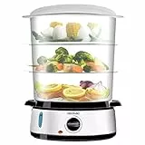 Cecotec Cuiseur à Vapeur électrique Vapovita 3000 INOX, 800 W, 3 paniers indépendants, Minuterie 60 Minutes, Compatible Lave-Vaisselle.