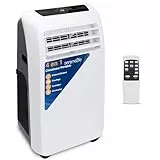 SereneLife Climatiseur Mobile Silencieux,Climatiseur Portable 4-en-1 avec Fonction Déshumidificateur Intégrée,Mode Ventilateur,Télécommande,Kit d'Évacuation Complet pour Fenêtre, Blanc