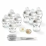 Tommee Tippee Kit de Démarrage Biberons Natural Start et Sucettes, Biberons Auto-Stérilisants Natural Start 150ml et 260ml, avec Tétines à Débit Extra-Lent et Lent, et Sucettes Ultra-légères