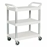 Rubbermaid Commercial Products FG342488OWHT Chariot de Service En Plastique, 3 Étagères, Écru
