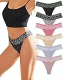 BeReady Lot de 6 strings pour femme - Sans couture - En dentelle - Sous-vêtements sexy pour femme - Tailles S à XL, Lot de 6, S