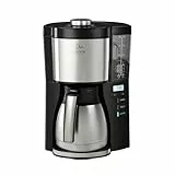 Melitta Machine à café à filtre Look V Timer 1025-18 avec carafe thermique et fonction minuterie, 1080, réservoir d'eau amovible et programme de détartrage, 1,25 litre, noire