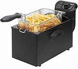 Bestron Friteuse à huile avec technologie zone froide, 3,5 litres, Avec régulateur de température, Lavable au lave-vaisselle, 2000 Watts, Aluminium, Couleur: Noir