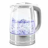 Cecotec Bouilloire Électrique ThermoSense 350 Clear. 1.7 L, Verre Borosilicate, Sans BPA, Base 360º, Lumière LED, Filtre Anticalcaire, Triple Système de Sécurité, 2200 W.