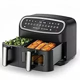 Gidgimo Friteuse sans Huile 10L, Air Fryer 2 Compartiments 9in1 Programmes de Cuisson, Max 230° Air Fryer XXL avec Fenêtre, Écran Tactile, Smart&Match Finish et Cook, –80 % de Graisse - G230 Ultra