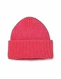 The Drop Bonnet Côtelé pour Femme, Bicolore, Bliss, Rouge-Orange, Taille Unique