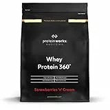 THE PROTEIN WORKS Protéine Whey 360 en poudre | Fraise à la Crème | Sans sucre ajouté et à faible teneur en matières grasses | Mélange de protéines | THE PROTEIN WORKS | 600g
