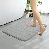 Oamwrae Tapis de Bain Absorbant, 43 x 63 cm Tapis Salle de Bain Antidérapant, Doux et Lavable en Machine, pour Douche et Baignoire, Gris