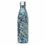 Qwetch - Bouteille Isotherme Originals Flowers Bleu 750ml - 24h Froid et 12h Chaud - Etanche, Sans BPA & Réutilisable - Gourde inox isotherme pour Sport, Voyage, Bureau, Randonnée