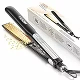 Faszin Lisseur Cheveux avec Plaques en Titane Lisse, Fer a Lisser Négatifs Ions Protect, 20S Chauffe Rapide, Écran LCD, Voltage Universel, Lisseur Boucleur Cheveux 2 en 1（Noir）