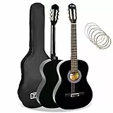 3rd Avenue Guitare Classique 4/4 Pleine Grandeur Avec Cordes En Nylon Espagnol Pour Débutant - 6 Mois De Cours Gratuits, Sac, Cordes - Noir
