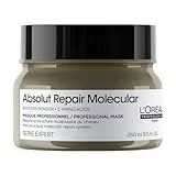 L'OREAL PROFESSIONNEL - Masque Réparateur Concentré Absolut Repair Molecular - Répare 2 Ans de Dommages en Une Application - Force +94% - Douceur +85% - Cheveux Secs & Abîmés - 300 ml