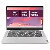 Lenovo IdeaPad Slim 3 Chromebook 14M868 - Ordinateur Portable 14'' FHD (MediaTek Kompanio 520, RAM 8Go, SSD 128Go, Arm Mali-G52 2EE MC2 GPU, Chrome OS) Clavier AZERTY Français - Gris