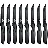 targzier Couteaux à Steak Set de 8,Couteau de cuisine Professionnel,Couteau à Steak en Acier Inoxydable de Haute Qualité,Couteaux Table Robuste,Set Couteaux de Cuisine,Noir,Ustensiles de Cuisine
