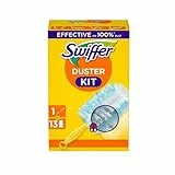Swiffer Duster Plumeau Kit de Démarrage (1 Manche + 13 Recharges), Attrape et Retient 3 Fois Plus de Poussière et Cheveux qu'un Plumeau Traditionnel, pour Endroits Difficiles d'Accès