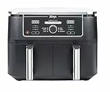 NINJA Foodi MAX Dual Zone Air Fryer, 2 Tiroirs, 9,5L, 6-en-1, Sans Huile, Air Fry, Croustillant Max, Rôtir, Cuire, Déshydrater, 8 Portions, Paniers Antiadhésifs Vont Au Lave-Vaisselle, Noir AF400EU