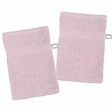 Stof - Lot de 2 Gants de Toilette - Taille 15x21 cm - 100% Coton Bio - Couleur Poudre - Modèle Lagune - Linge de Bain - Doux et de Bonne qualité - Certifié Oeko Tex